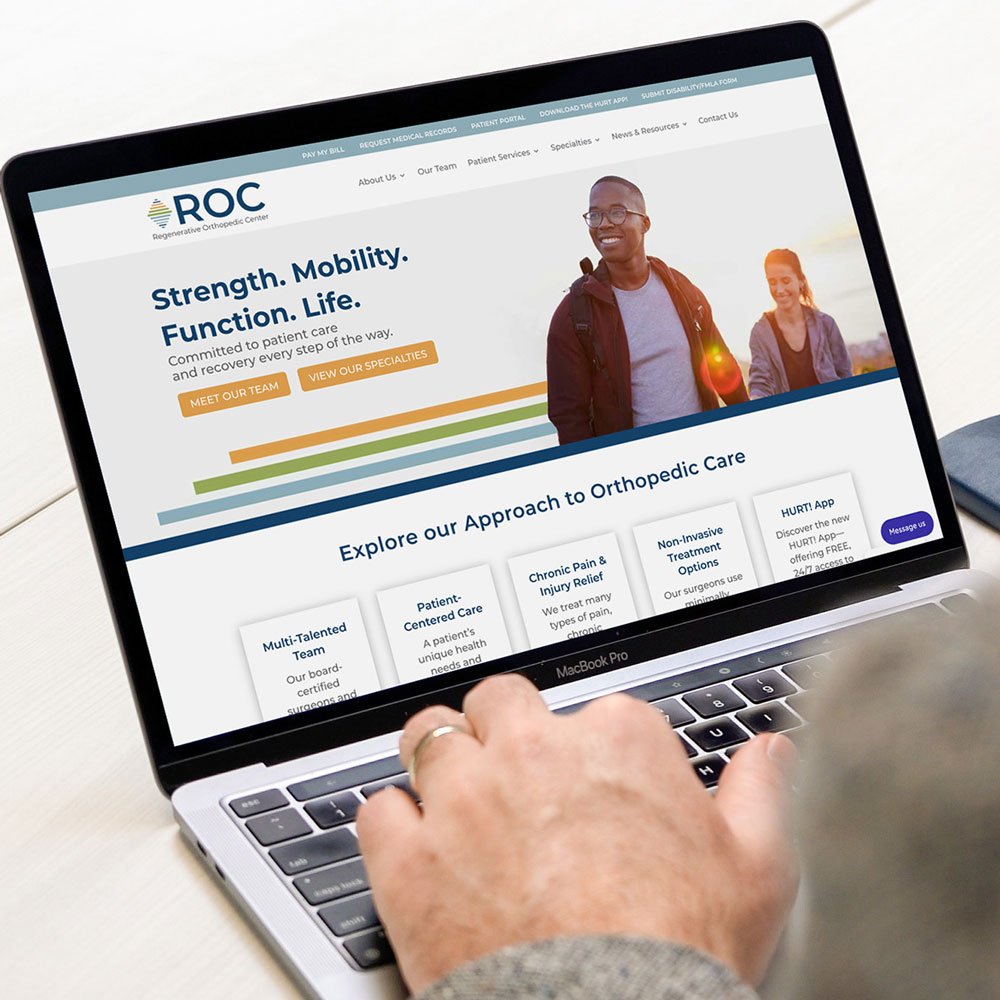ROC homepage on a laptop screen